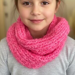 Hot Pink Metallic Thread Infinity Scarf — Super Soft Knit Winter Style